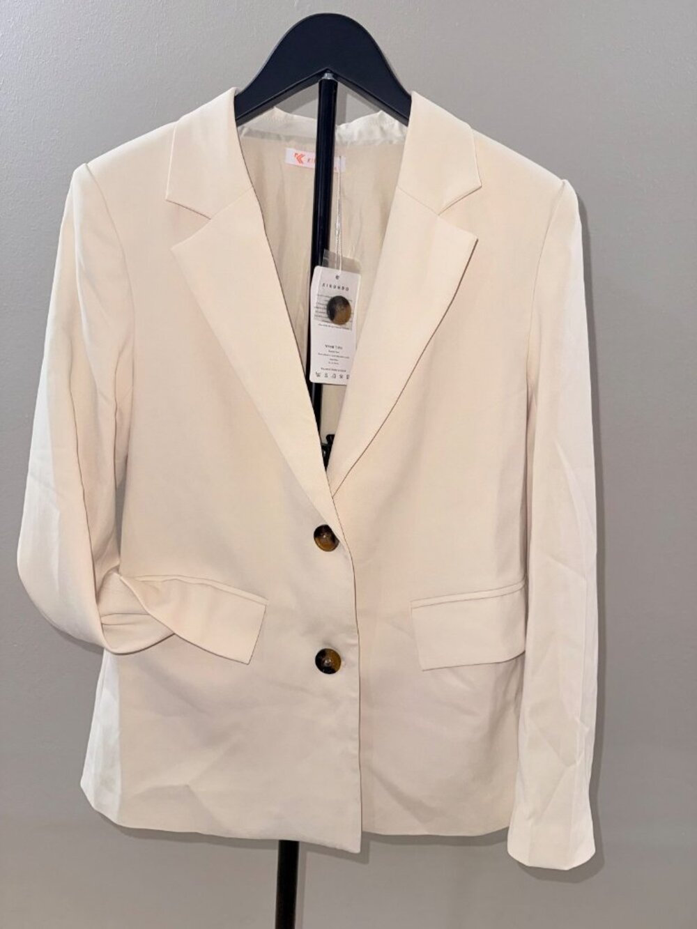Kirundo 2-Piece Blazer & Wide Leg Pants Suit Set – Beige, Size S - 358